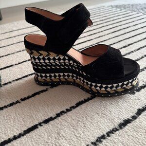 Caslon Braxton Black Suede Wedge Sandals | Boho Platform | Size 5.5